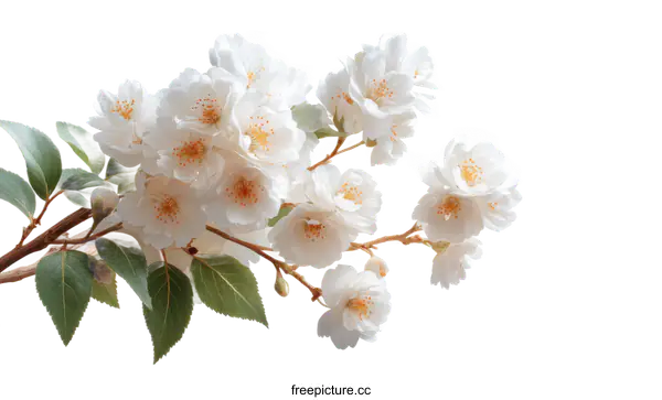 [Transparent Background PNG]Delicate White Blossom Branch in Springtime