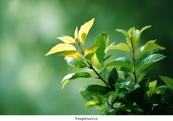Closeup of Fresh Green Leaves in Sunlight
