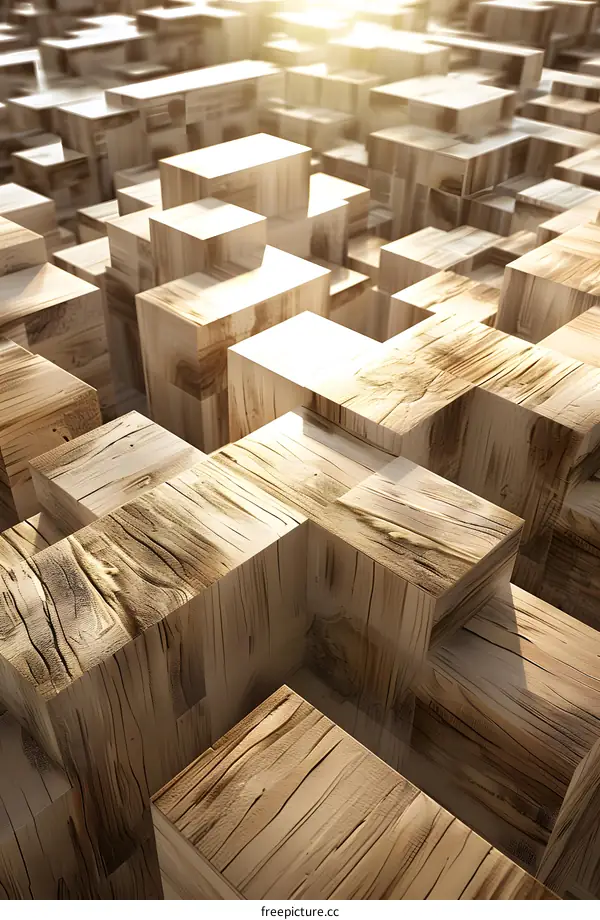 Wooden Cubes Abstract Background Texture