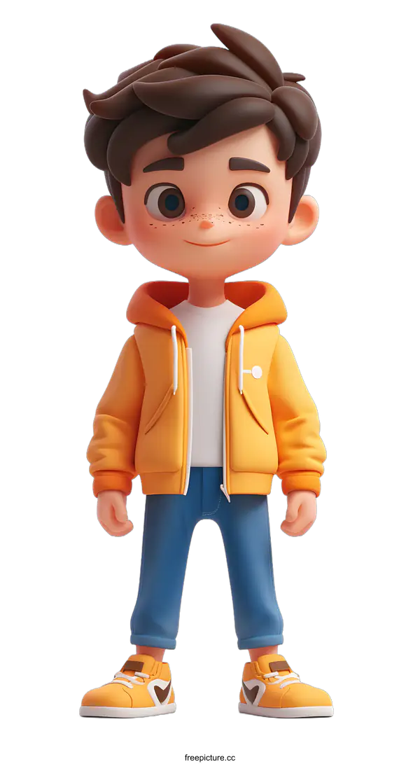 [Transparent Background PNG]3D Boy Character Standing