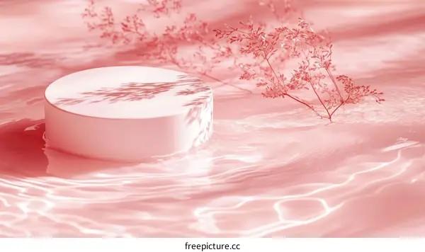 Pink Cosmetic Product Display Stand with Delicate Plants