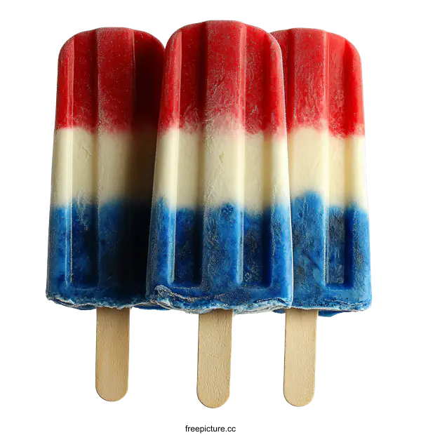 [Transparent Background PNG]Three Patriotic Popsicles