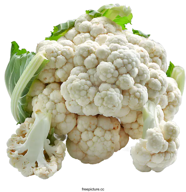 [Transparent Background PNG]Fresh cauliflower isolated on white background