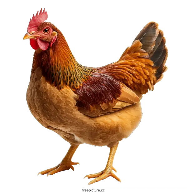 [Transparent Background PNG]Beautiful Brown Hen Portrait Against White Background