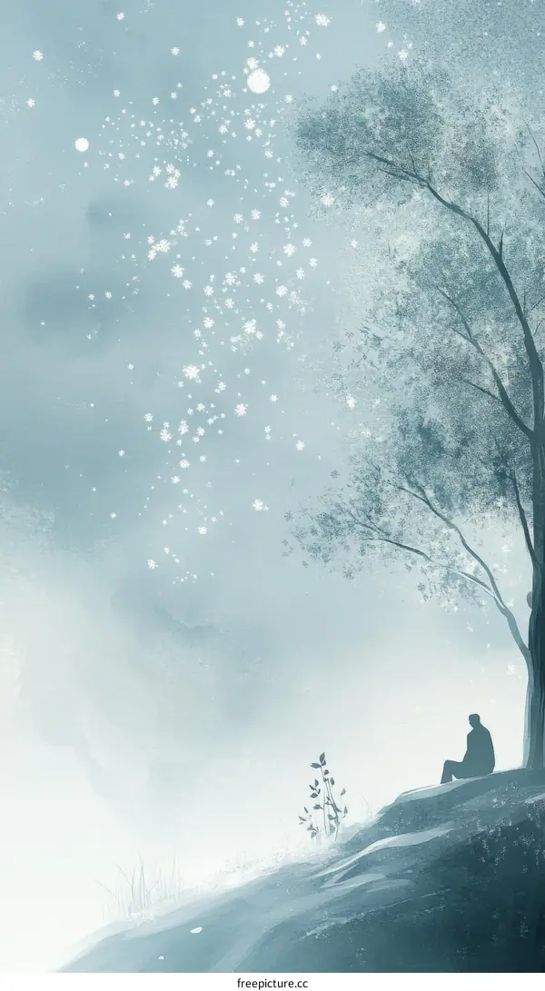 Winter Landscape with a Silhouetted Figure