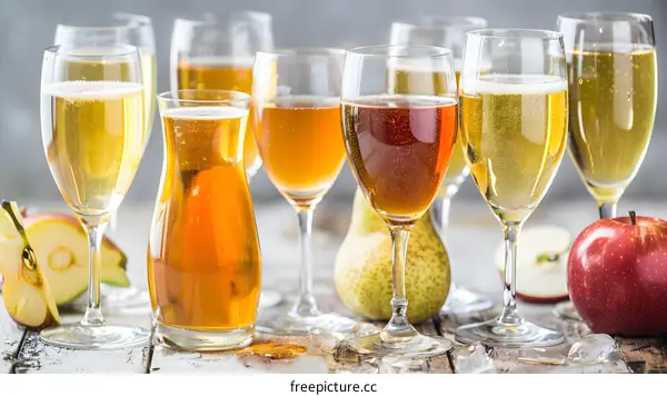 Apple Cider and Pear Slices with Ice