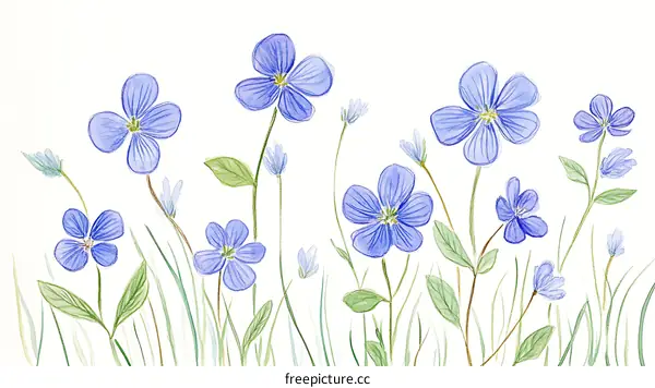 Watercolor Illustration of Delicate Blue Flowers