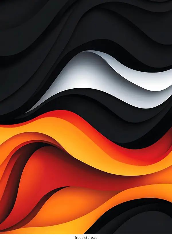 Abstract Orange and Black Curved Design