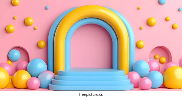 3D Colorful Abstract Geometric Shapes Background