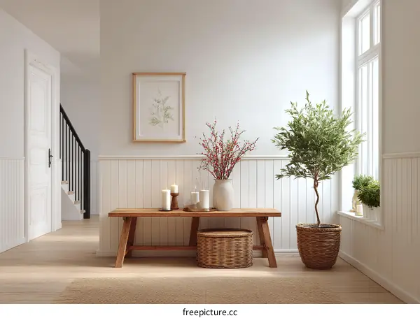 Cozy Farmhouse Entryway Scene Illustration