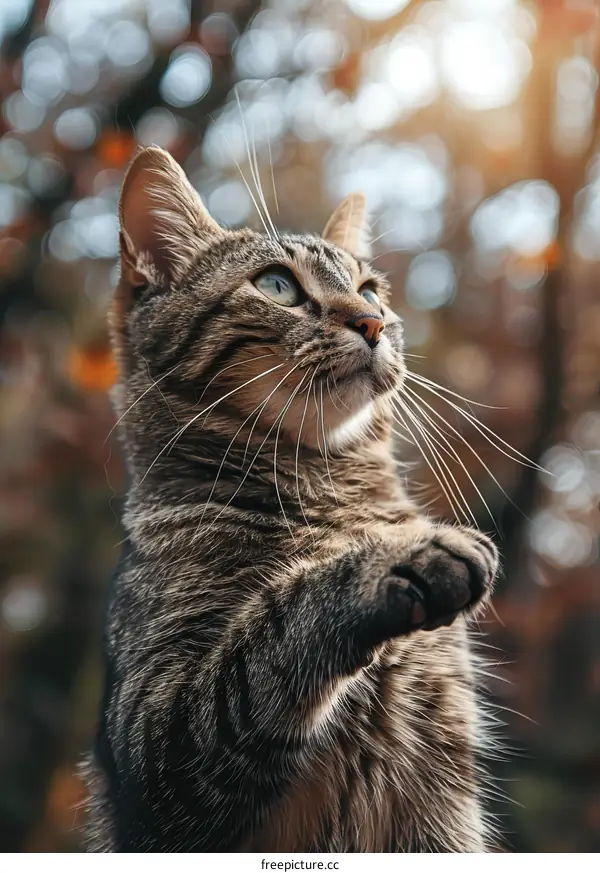 A cat looking up at something