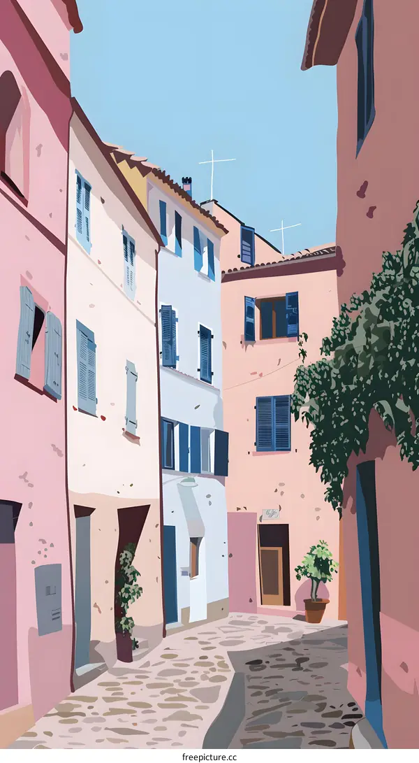 Colorful Buildings In The Narrow Alleyway