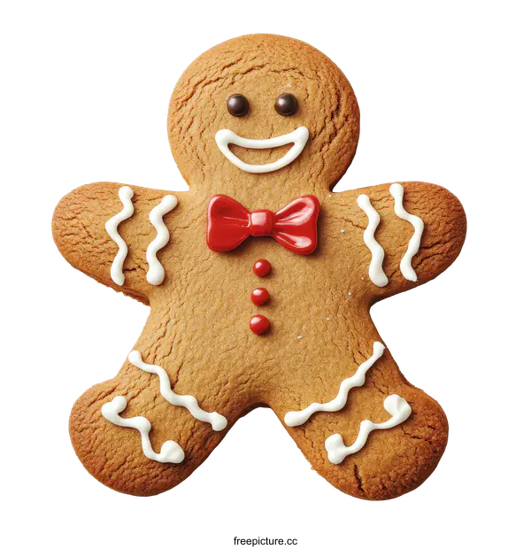 [Transparent Background PNG]Gingerbread Man Cookie Decorated with Icing