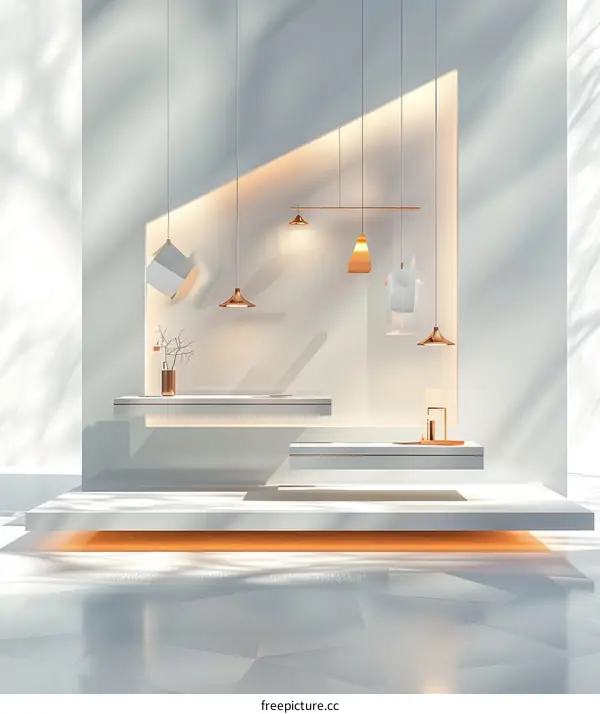 Modern Minimalist Interior Design with Copper Lamps