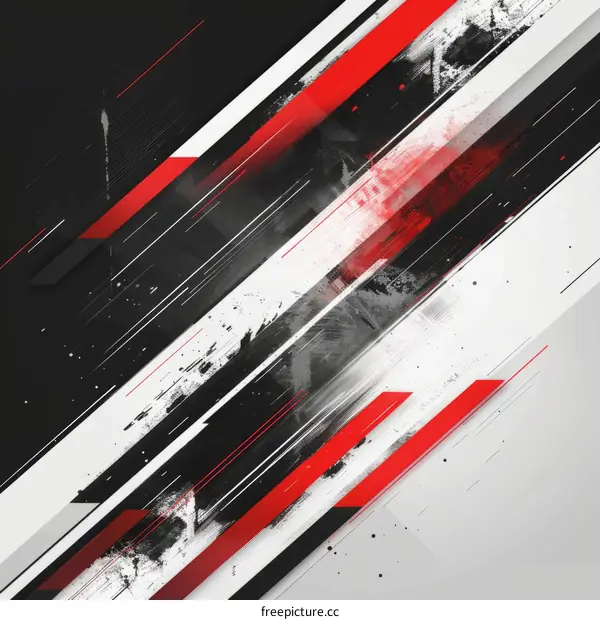 Black red and white abstract painting