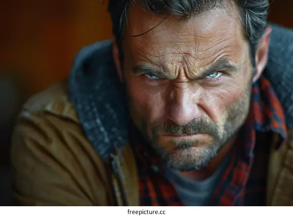 Close-up Portrait of a Man with Intense Expression