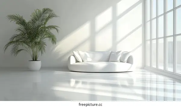 Modern Minimalist White Living Room Interior Design