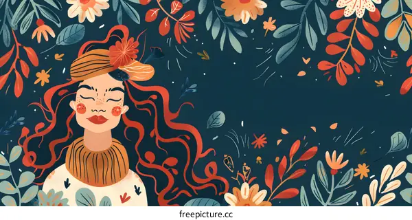 Woman with Flowers Illustration