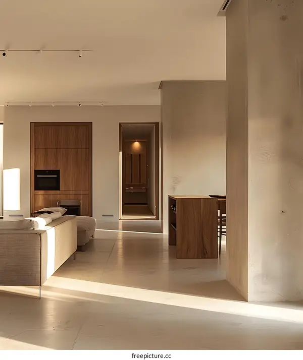 Modern Minimalist Interior Design with Wooden Accents and Natural Light