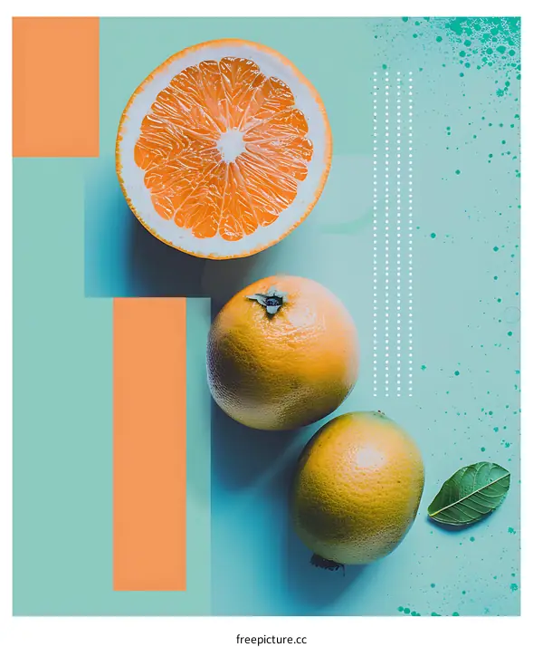 Fresh Oranges with a Splash of Color