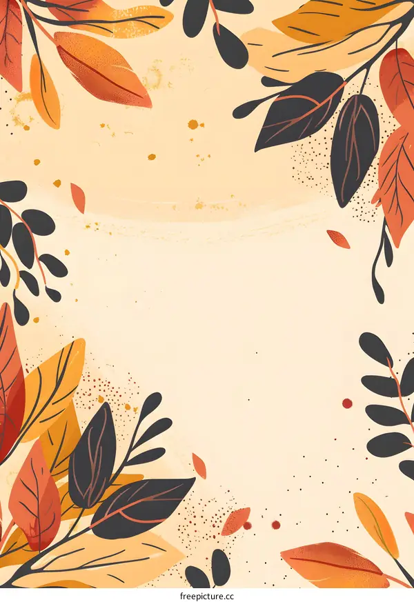 Autumn Leaves Frame With White Background