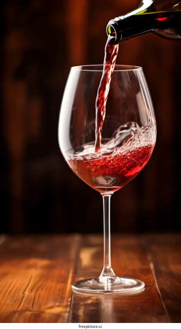 Red wine being poured into a glass