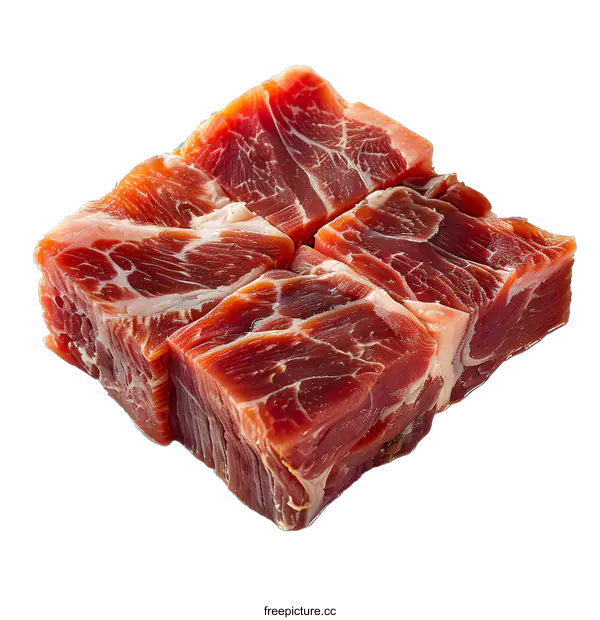 [Transparent Background PNG]Cured Meat Cubes on White Background