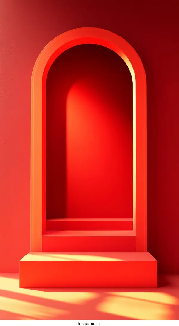 Red Archway Podium Display Background