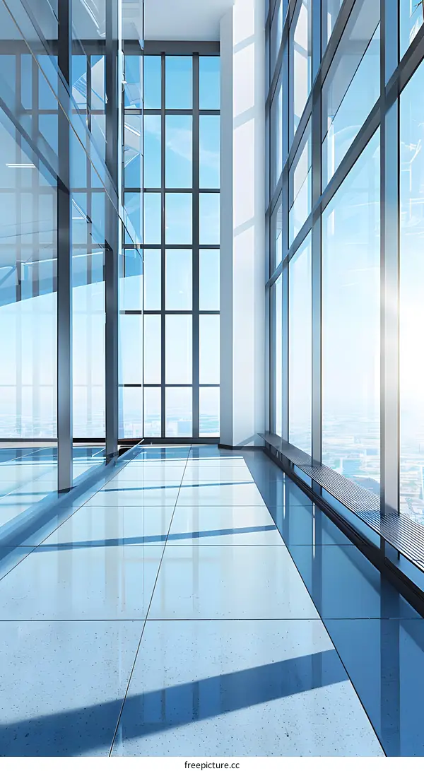 Modern Office Building Interior With Large Windows