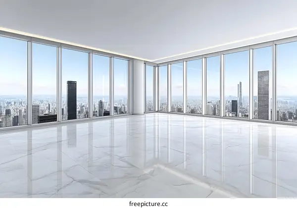 Modern Office Room with Cityscape View
