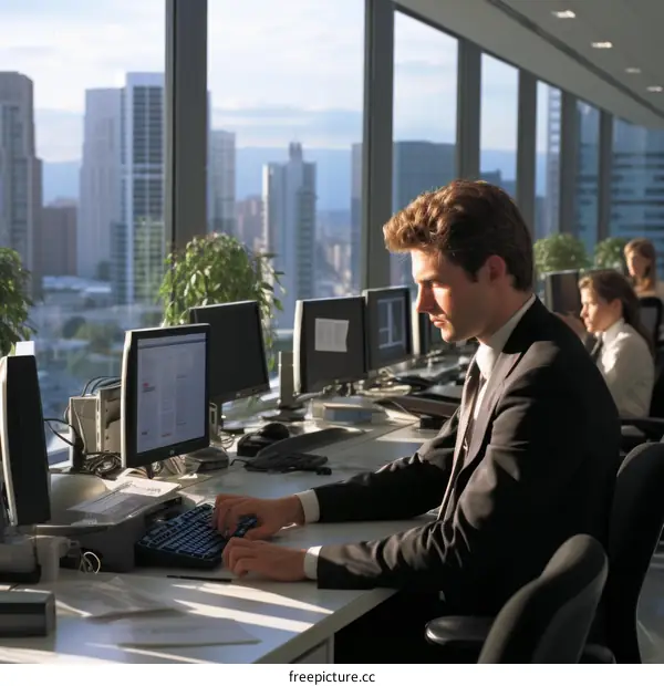 Business professionals working in an office environment