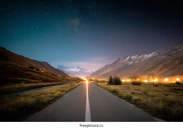 Starry Night Mountain Road Journey