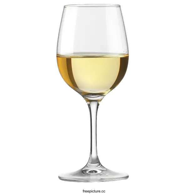 [Transparent Background PNG]Elegant Wine Glass Filled with White Wine