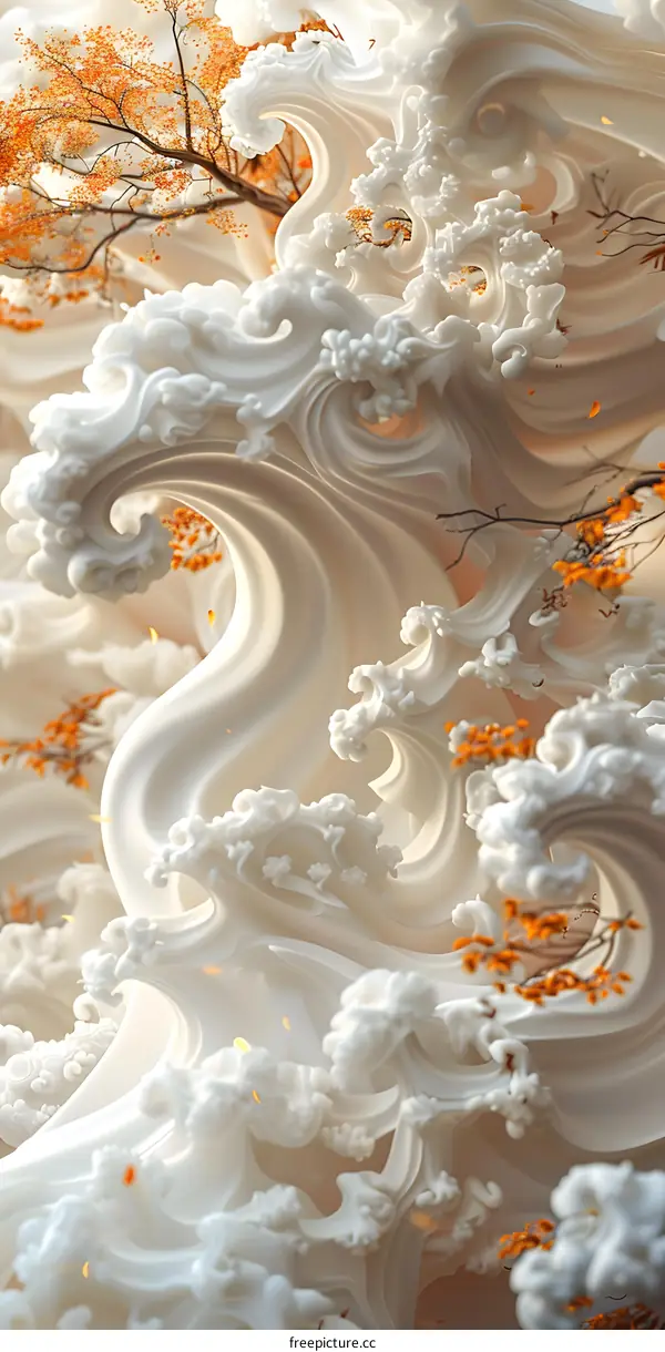 Intricate Chinese Wood Carving with Auspicious Clouds