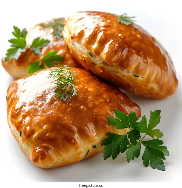 Freshly baked pastries with herbs