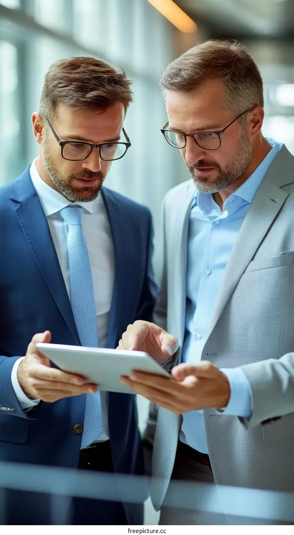 Business Colleagues Discussing on Digital Tablet