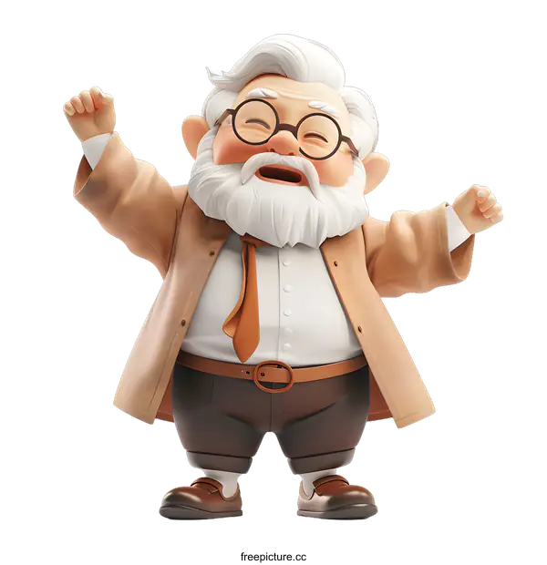 [Transparent Background PNG]Happy Old Man Celebrating