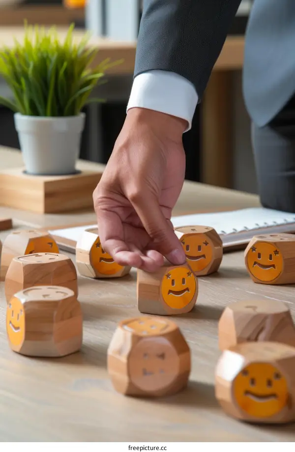 Businessman choosing happy emoji