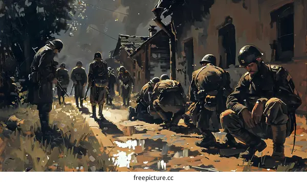 A group of soldiers taking a break during the war