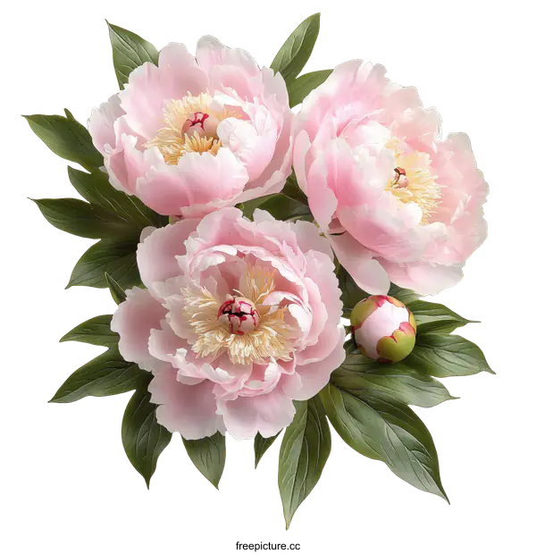 [Transparent Background PNG]Beautiful Pink Peony Bouquet Illustration