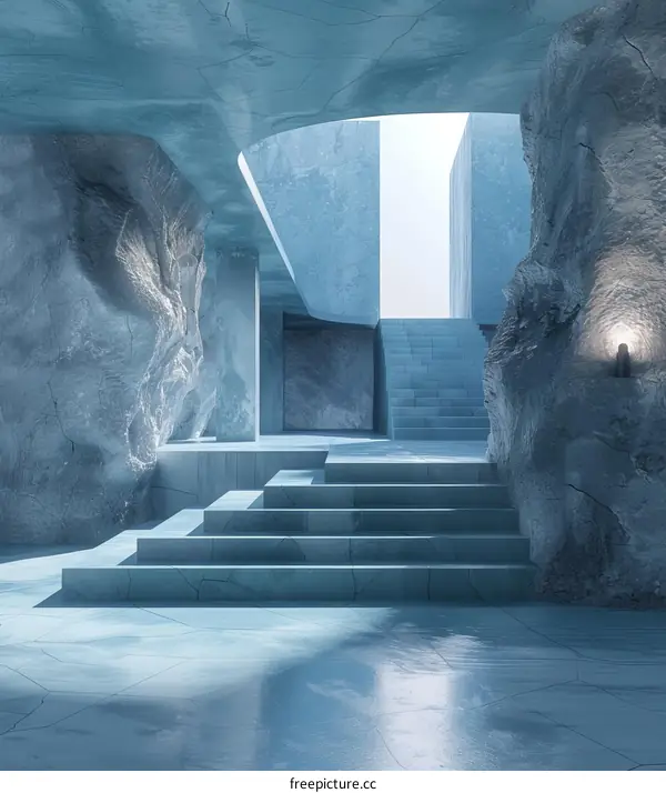 Blue Ice Cave Staircase