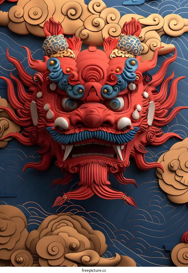 Chinese dragon and clouds