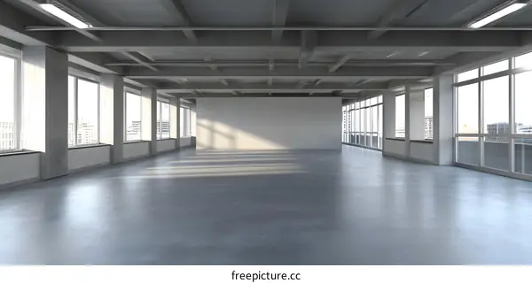 Empty Modern Office Space With Large Windows