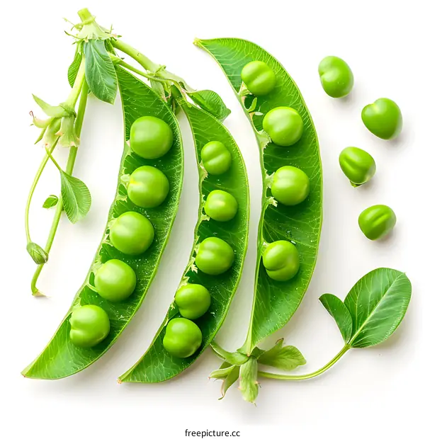 Fresh green peas pods and peas