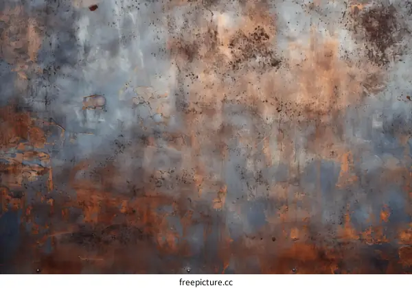 Blue and orange rusty metal wall texture background