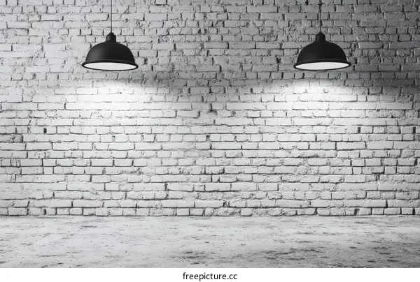 Empty Room with Brick Wall and Pendant Lights