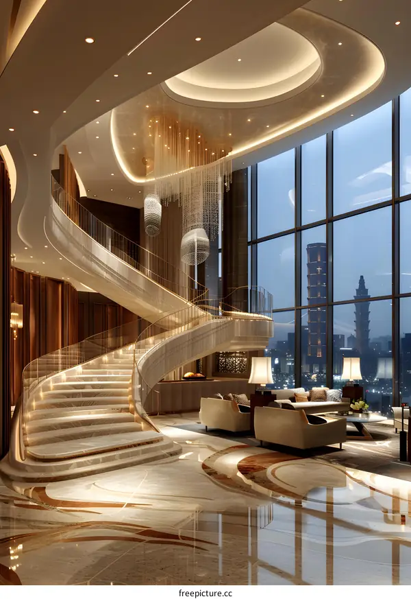 Staircase in a hotel lobby