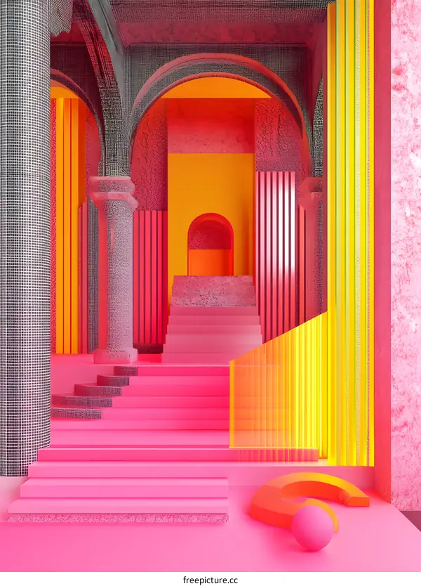 Abstract Geometric Shapes with Pink and Yellow Color Palette