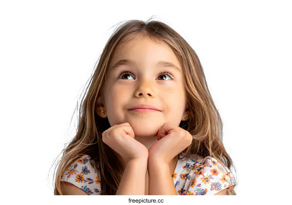 [Transparent Background PNG]Portrait of a young girl with freckles and brown hair