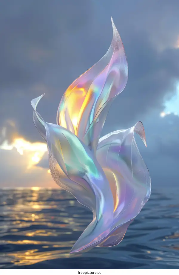 Iridescent Petals Floating on the Ocean